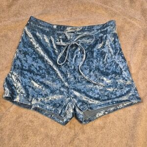 Buffbunny Collection Blue Crushed Velvet Drawstring Shorts Small Loungewear